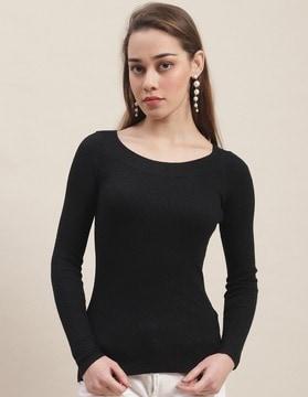 round-neck relaxed-fit top