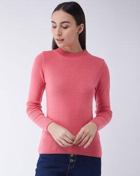 round-neck ribbed pullover