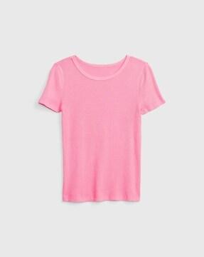 round-neck ribbed top