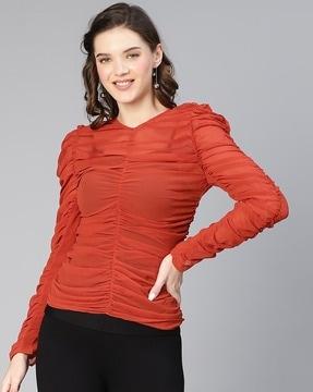 round-neck ruched top