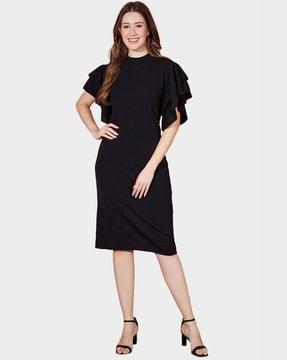 round-neck sheath dress