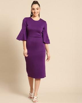 round-neck sheath dress