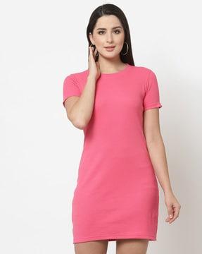 round-neck sheath dress