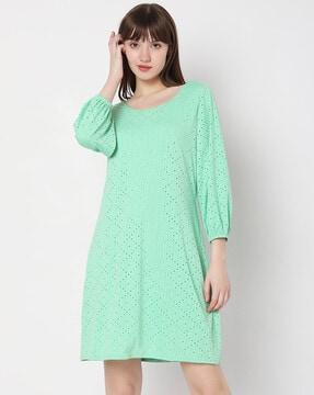 round-neck shift dress with cut-out