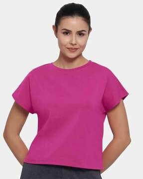 round-neck short sleeves crop t-shirt - atp85301