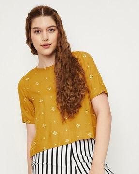 round-neck short-sleeves top