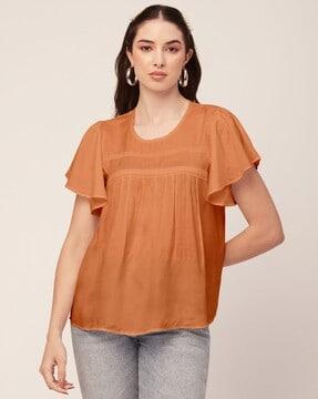 round-neck short-sleeves tunic