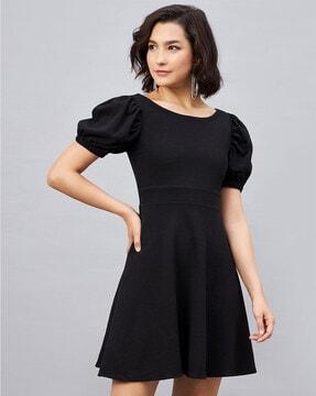 round-neck skater dress