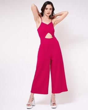 round-neck sleeveless jumpsuit