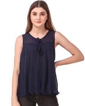 round-neck sleeveless top