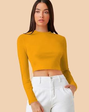 round-neck slim fit crop top