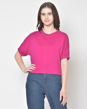 round-neck slim-fit top