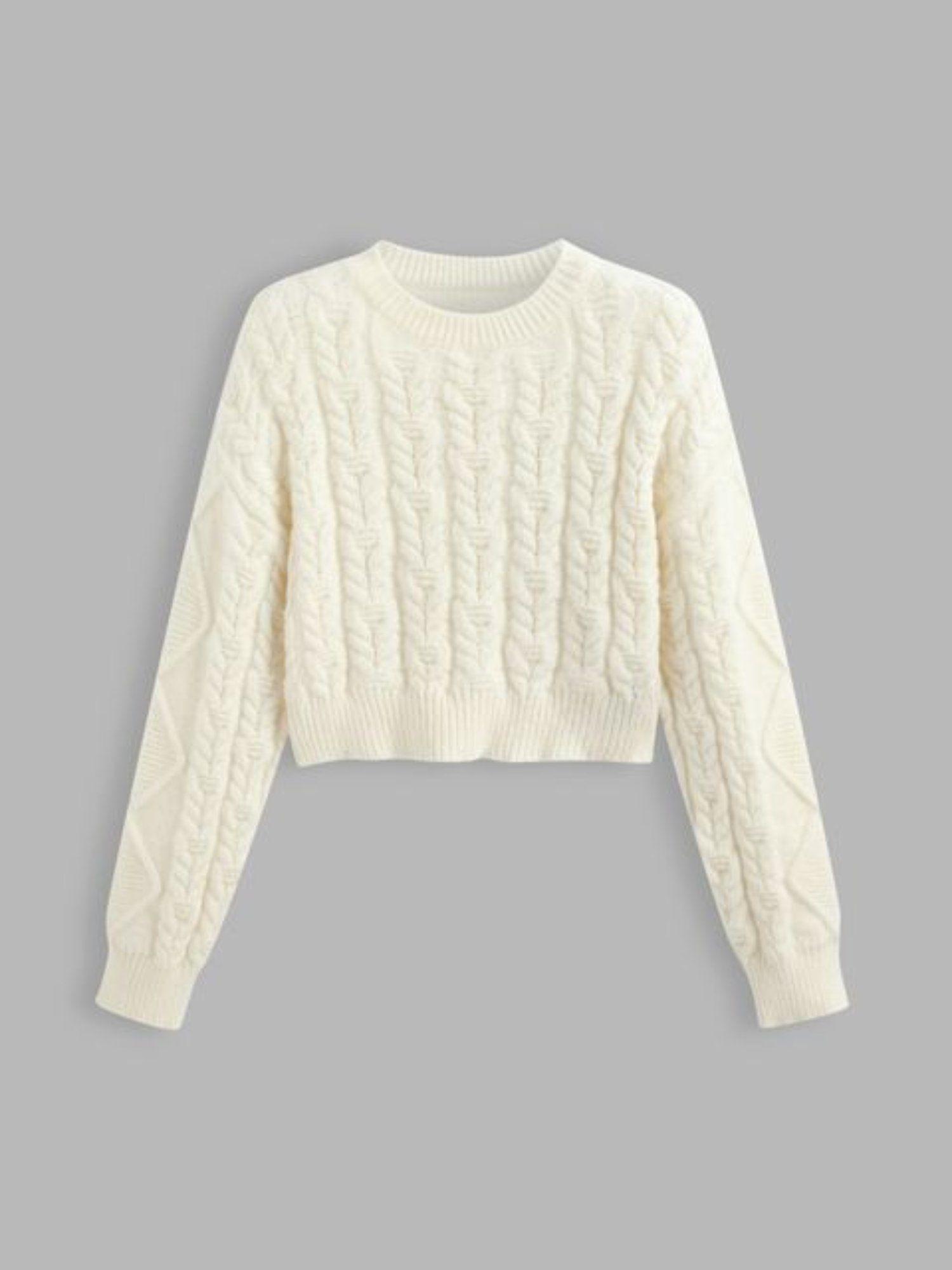 round neck solid rib knit sweater