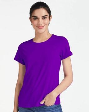 round-neck solid top