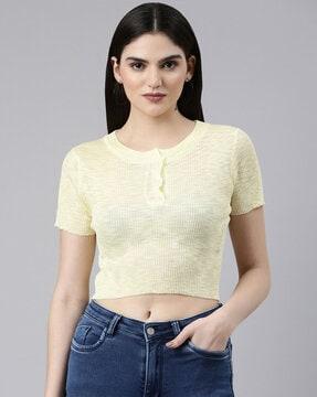 round-neck solid top