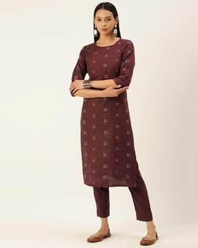 round neck straight kurta & pant set