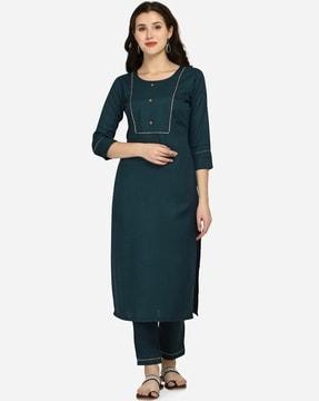 round-neck straight kurta set