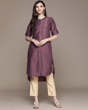 round-neck straight kurta set