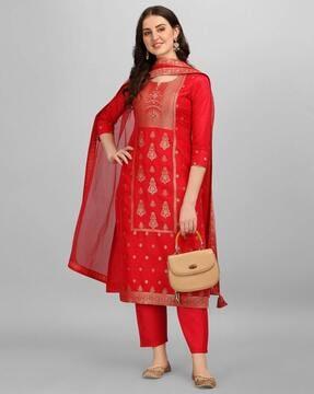 round-neck straight kurta set