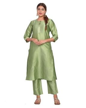 round-neck straight kurta set