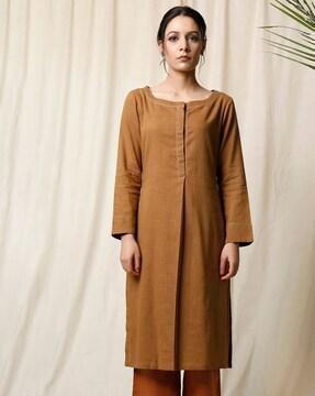 round-neck straight kurta set