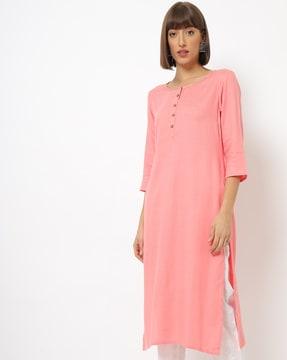 round-neck straight kurta