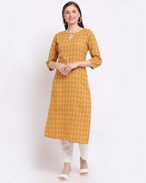 round-neck straight kurta