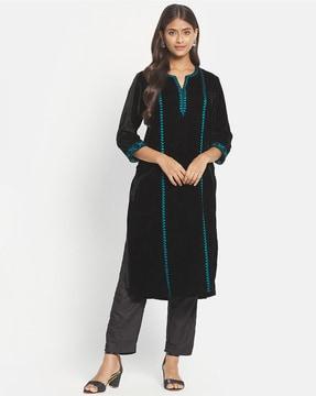 round-neck straight kurta