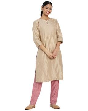 round-neck straight kurta