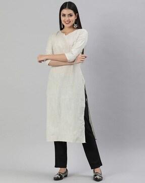 round-neck straight kurta