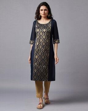 round-neck straight kurta