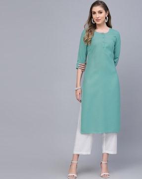 round-neck straight kurta