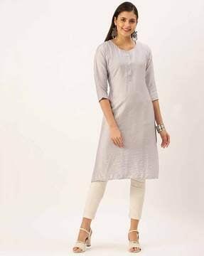 round-neck straight kurta