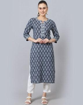 round-neck straight kurta