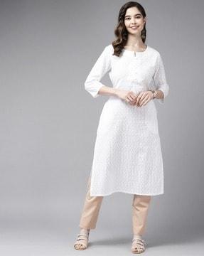 round-neck straight kurta