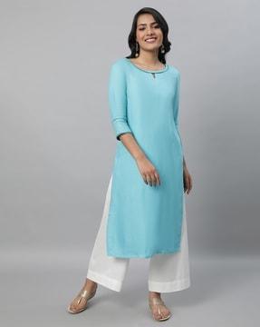 round-neck straight kurta