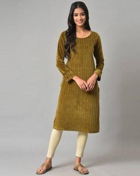 round-neck straight kurta