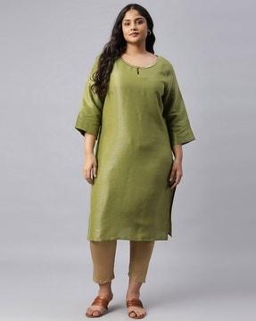 round-neck straight kurta