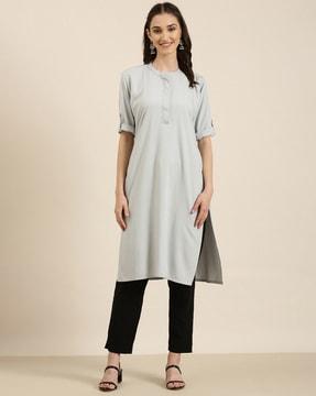 round-neck straight kurta