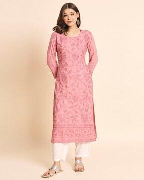 round-neck straight kurta