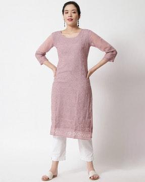 round-neck straight kurta