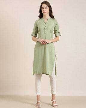 round-neck straight kurta