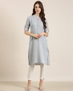 round-neck straight kurta