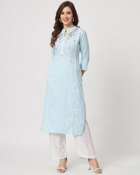 round-neck straight kurta