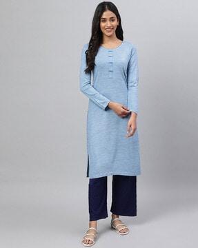 round-neck straight kurta