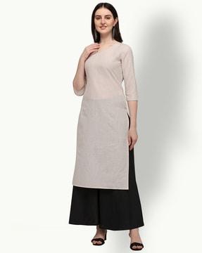 round-neck straight kurti