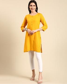 round-neck straight kurti