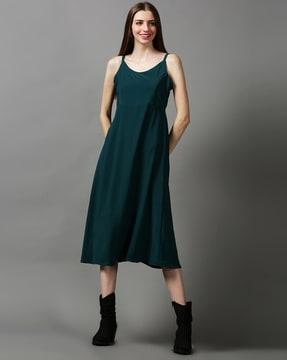 round-neck strappy a-line dress