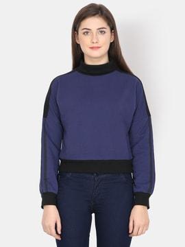 round-neck sweatshirt with contrast panels