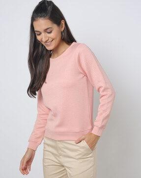 round-neck sweatshirt with cuffed sleeves